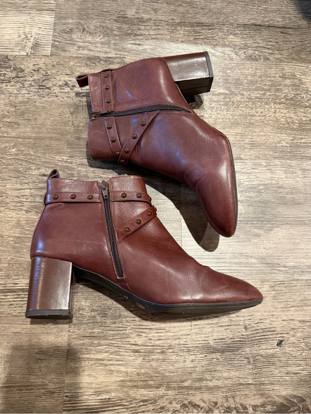 Alex Marie Burgundy Ankle Booties with Studded Strap - Picture 3 of 7